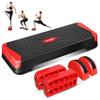 Yes4All 2-in-1 Adjustable Aerobic Stepper with Half Round Legs for Home Workout, Step Exercise & Balance Training - Red view 1