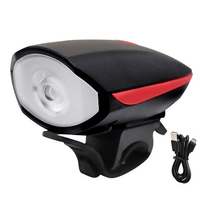 Super Bright Bike Light Set with Horn, USB Rechargeable Bike Light Set, Bicycle Front Headlight and Back Taillight Easy to Install with Bell for Men Women Kids Road Mountain Bike, Red