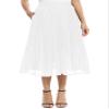 EXCHIC Women's Casual Chiffon Elastic Waist A-Line Pleated Swing Midi Skirt with Pockets (L, White) view 1