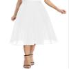 EXCHIC Women's Casual Chiffon Elastic Waist A-Line Pleated Swing Midi Skirt with Pockets (L, White) view 2