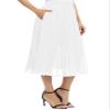 EXCHIC Women's Casual Chiffon Elastic Waist A-Line Pleated Swing Midi Skirt with Pockets (L, White) view 4