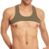 Fldy Mens Sexy Sleeveless Muscle Half Tank Top Vest T-Shirts Sports Bras Crop Tops Sport Chest Harness Army Green Medium view 2