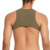 Fldy Mens Sexy Sleeveless Muscle Half Tank Top Vest T-Shirts Sports Bras Crop Tops Sport Chest Harness Army Green Medium view 4
