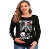 Women's Long Sleeve Skeleton Baby Girl Pregnancy Shirt Halloween Maternity Skeleton Outfits Tops M view 1