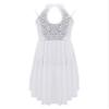 Agoky Girls Sequins Ballet Lyrical Dance Dress Halter Neck Irregular Hem Tulle Leotard for Dress Gymnastic Ballroom Dancewear White 6 Years view 2