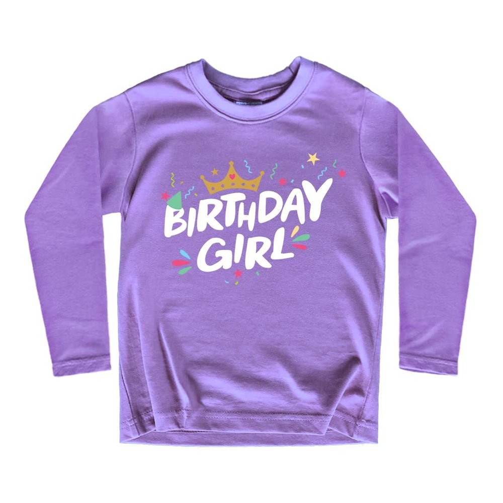 Birthday Girl Shirt Crown 1st First 2nd Two 3rd 4th 5th Toddler Birthday Outfit (Purple - Long Sleeve, 7 Years)