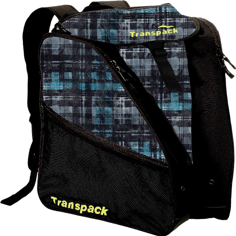 TRANSPACK Unisex XT1 Print Water-Resistant Travel Winter Sports 46L Ski/Snowboard Boot Helmet Goggles & Gear Backpack Bag, Blue Distressed Plaid