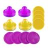 INSCOOL Air Hockey Pushers and Air Hockey Pucks Paddles, Goal Handles Paddles Replacement Accessories for Game Tables(4 Yellow and Purple Pushers, 8 Yellow and Purple Pucks) view 1