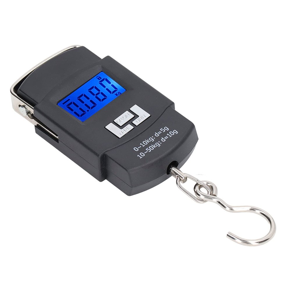 Joyzan Digital Fish Scale, Hanging Luggage Weighing Scale Backlit LCD Pocket 110lb Portable Hook Measuring Tape Electronic Balance Men Home Outdoor Farm Gifts Hunting Multi Units Kg Oz Lb Jin