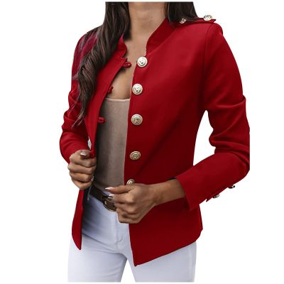 Womens Casual Blzers Plus Size Vintage Print Notched Lapel Office Work Solid Color Suit Jackets Button Down Blazers