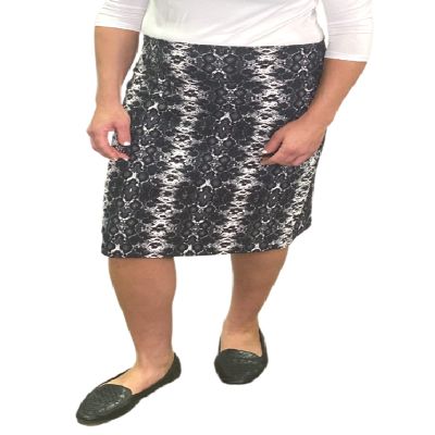 Kosher Casual Modest Knee Length Pencil Skirts for Women  Pull On Cotton Women's Skirts with Smooth Waistband - Classy Skirt for Work, Church & Casual Wear (Black Snake Print, XX-Large)
