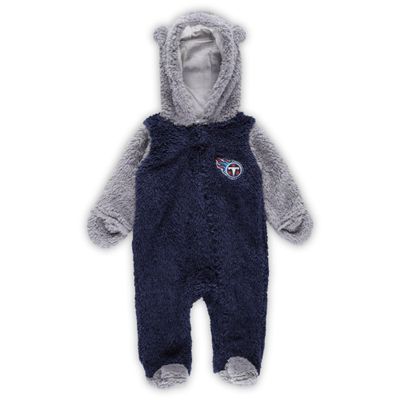 Outerstuff Newborn & Infant Navy/Gray Tennessee Titans Game Nap Teddy Fleece Bunting Full-Zip Sleeper