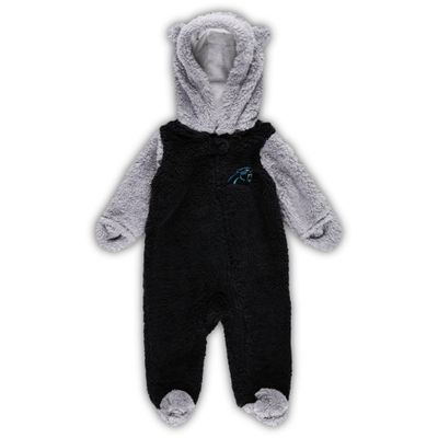 Outerstuff Newborn & Infant Black/Gray Carolina Panthers Game Nap Teddy Fleece Bunting Full-Zip Sleeper