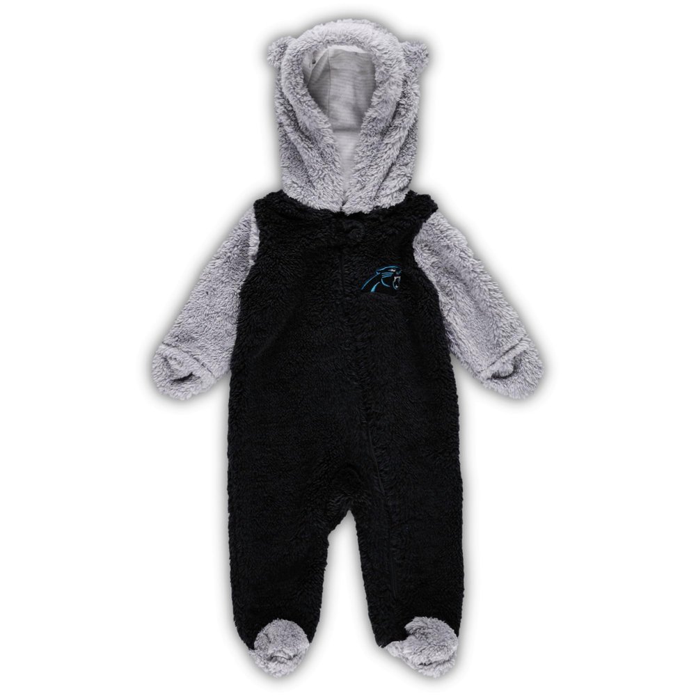 Outerstuff Newborn & Infant Black/Gray Carolina Panthers Game Nap Teddy Fleece Bunting Full-Zip Sleeper