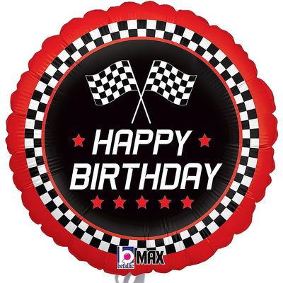 18" PKG HBD Checkered Flag Birthday