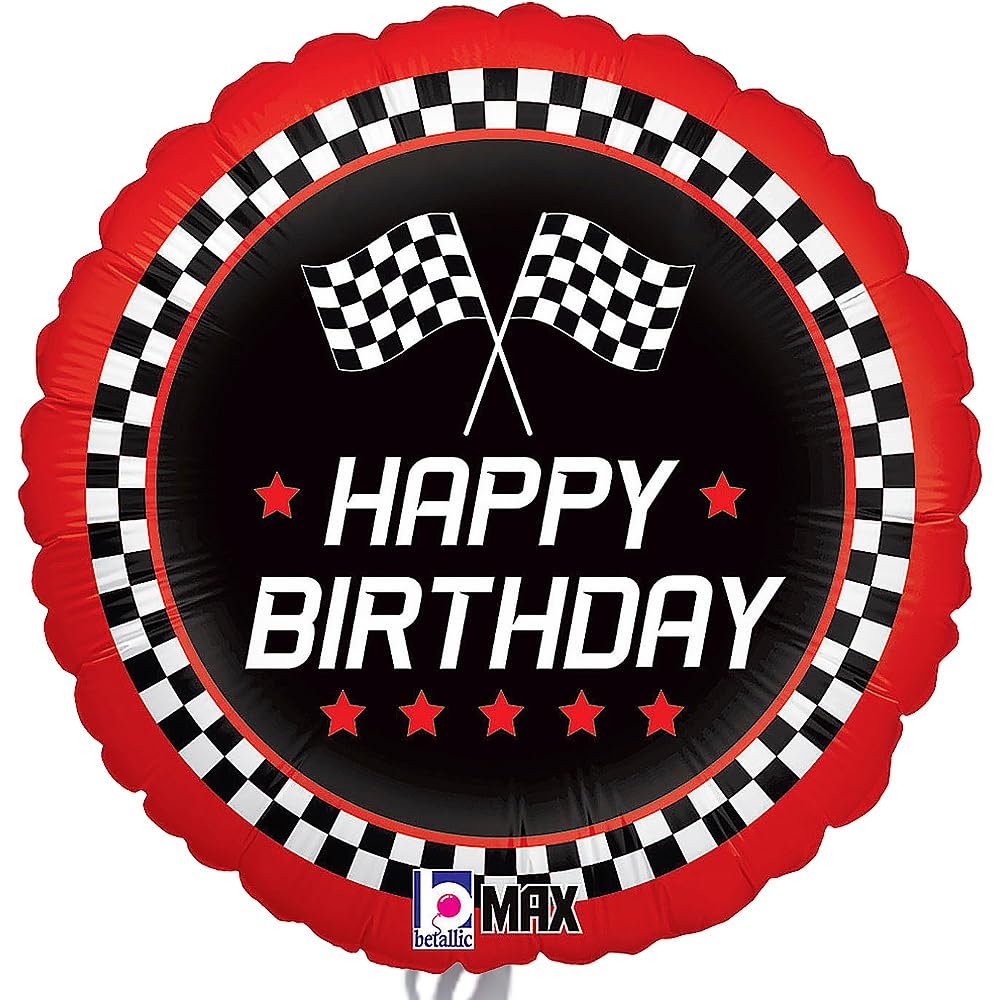 18" PKG HBD Checkered Flag Birthday