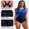 beautyin Racerback Swimsuit for Women One Piece Sport Bathing Suit Lap Swimwear Black/Blue view 4