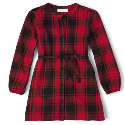 The Children's Place girls Long Sleeve Fashion Casual Dress, Buffalo Plaid Red, X-Small US