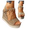 BORAMAX Women's Wedge Platform Sandal,Summer Dressy with Pearl Open Toe Sandals Ankle Strap Roman Platform High Heels Sandals view 1