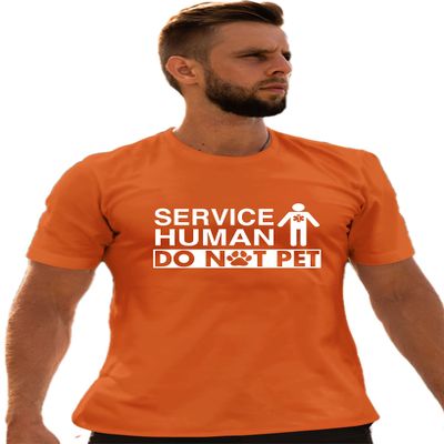 5X-Large Orange Mens Service Human Do Not Pet Funny Dog Lover Gift Idea T-Shirt