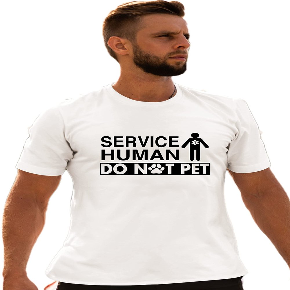 5X-Large White Mens Service Human Do Not Pet Funny Dog Lover Gift Idea T-Shirt