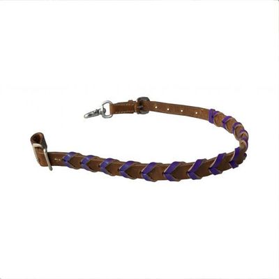 Showman Argentina Cow Leather Wither Strap w/Color Braided Leather Accent (Purple)