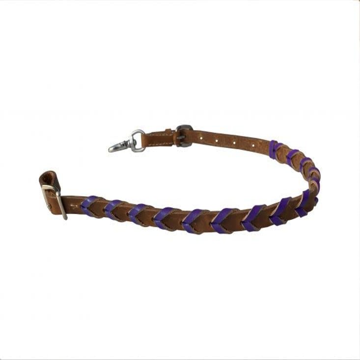 Showman Argentina Cow Leather Wither Strap w/Color Braided Leather Accent (Purple)