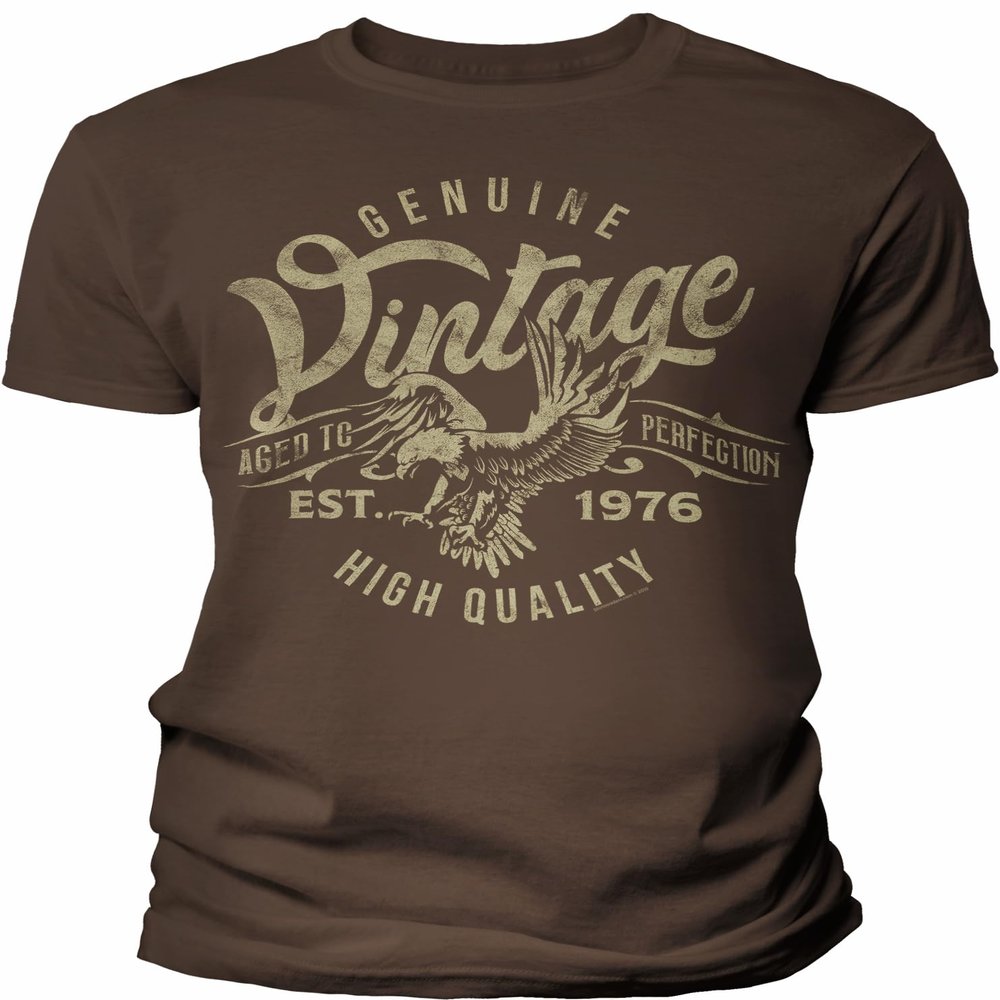 50th Birthday Gift Shirt for Men - Genuine Vintage Est. 1976 Aged to Perfection - F/Brown-005-4X