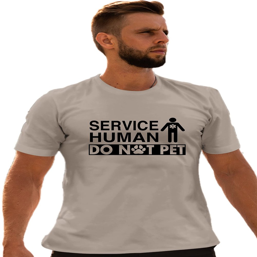 3X-Large Oxford Mens Service Human Do Not Pet Funny Dog Lover Gift Idea T-Shirt