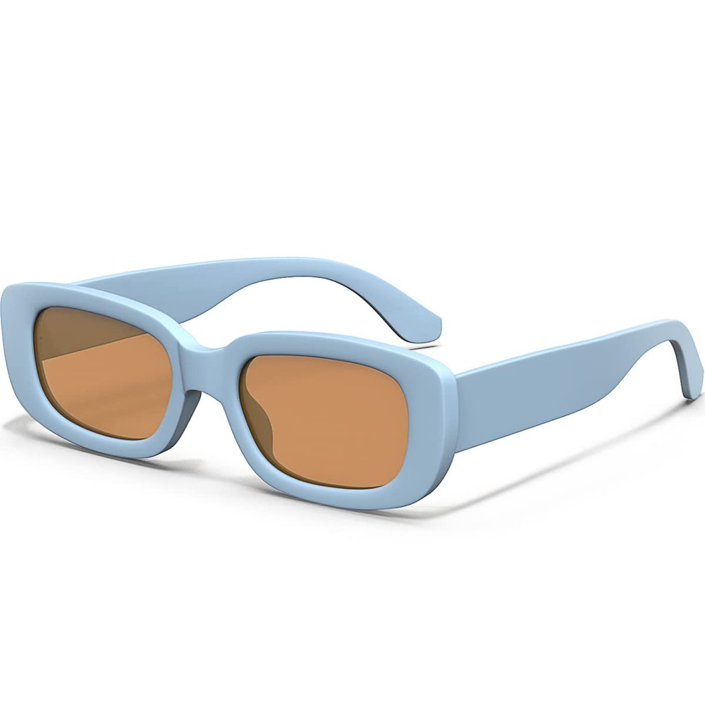 AWGSEE Retro Rectangle Kids Sunglasses 90s Vintage Fashion Narrow Square Frame Glasses Shades for Girls Boys UV Protection