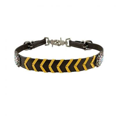 Showman Dark Leather Wither Strap w/Color Rawhide Lacing (Orange)