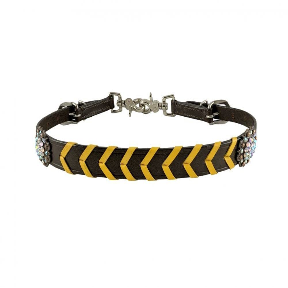 Showman Dark Leather Wither Strap w/Color Rawhide Lacing (Orange)