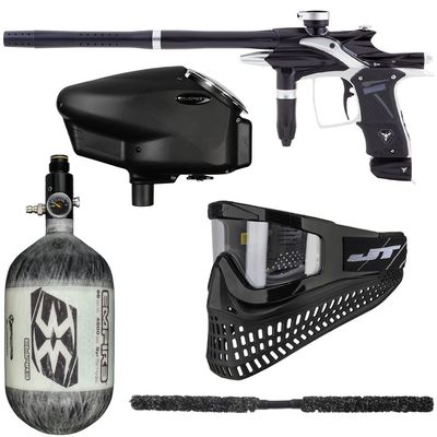 Action Village Dangerous Power Fusion Elite Insane Paintball Gun Package Kit (Tank Size: 68/4500, Black/Silver)