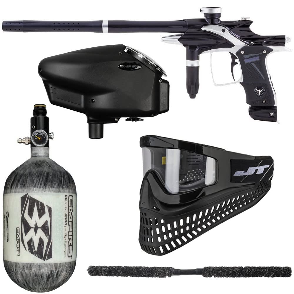 Action Village Dangerous Power Fusion Elite Insane Paintball Gun Package Kit (Tank Size: 68/4500, Black/Silver)