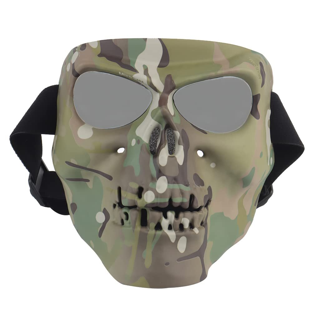 Airsoft Mask Halloween Skull Full Face Mask, Airsoft Paintball BB Gun Game Mask