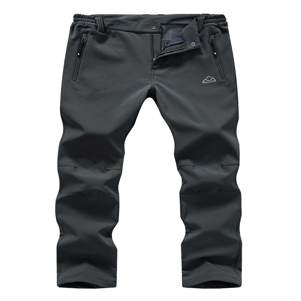 YSENTO Women's Fleece Lined Pants Winter Snow Ski Waterproof Insulated Softshell Hiking Mountain Pants Dark Grey Size XXL