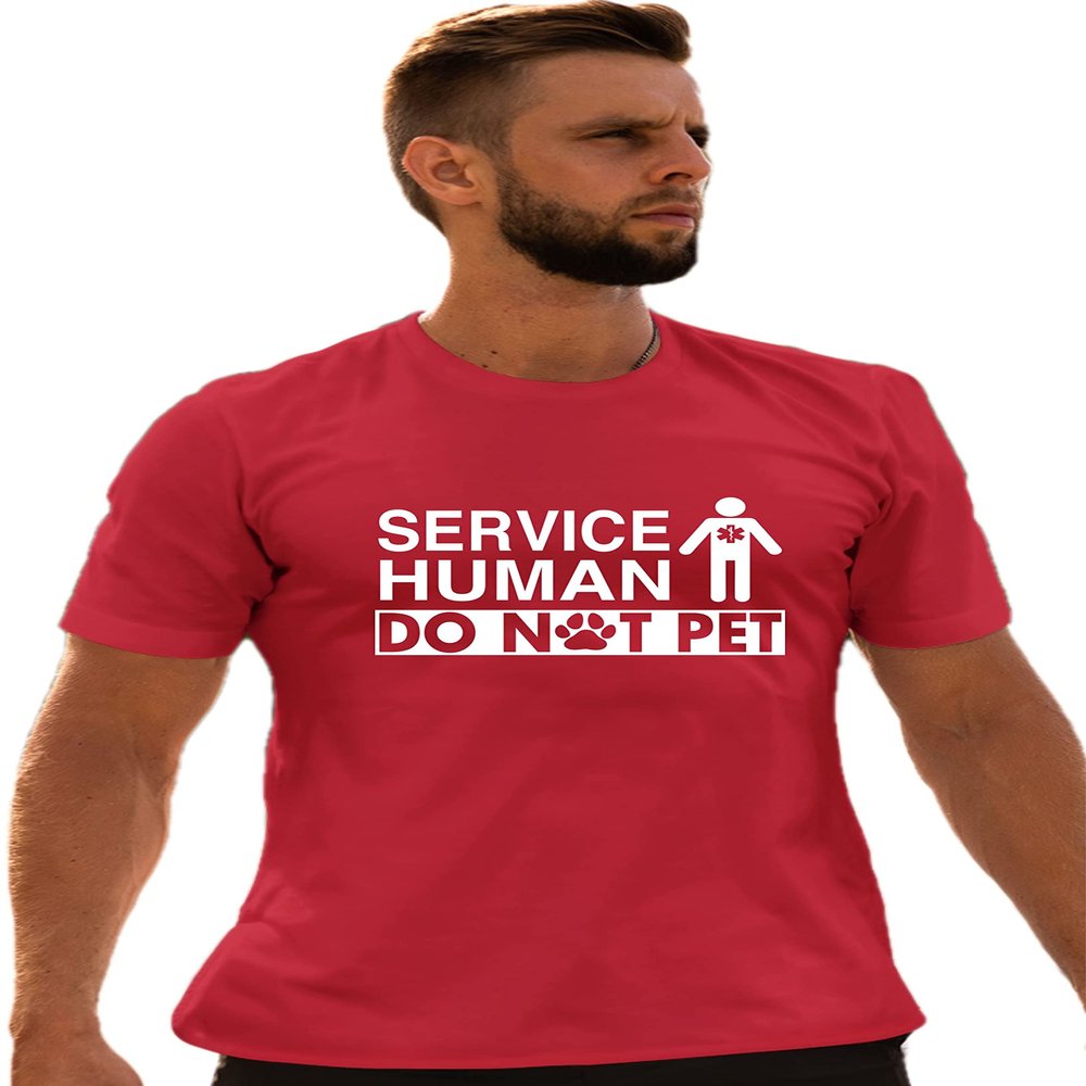 3X-Large Red Mens Service Human Do Not Pet Funny Dog Lover Gift Idea T-Shirt