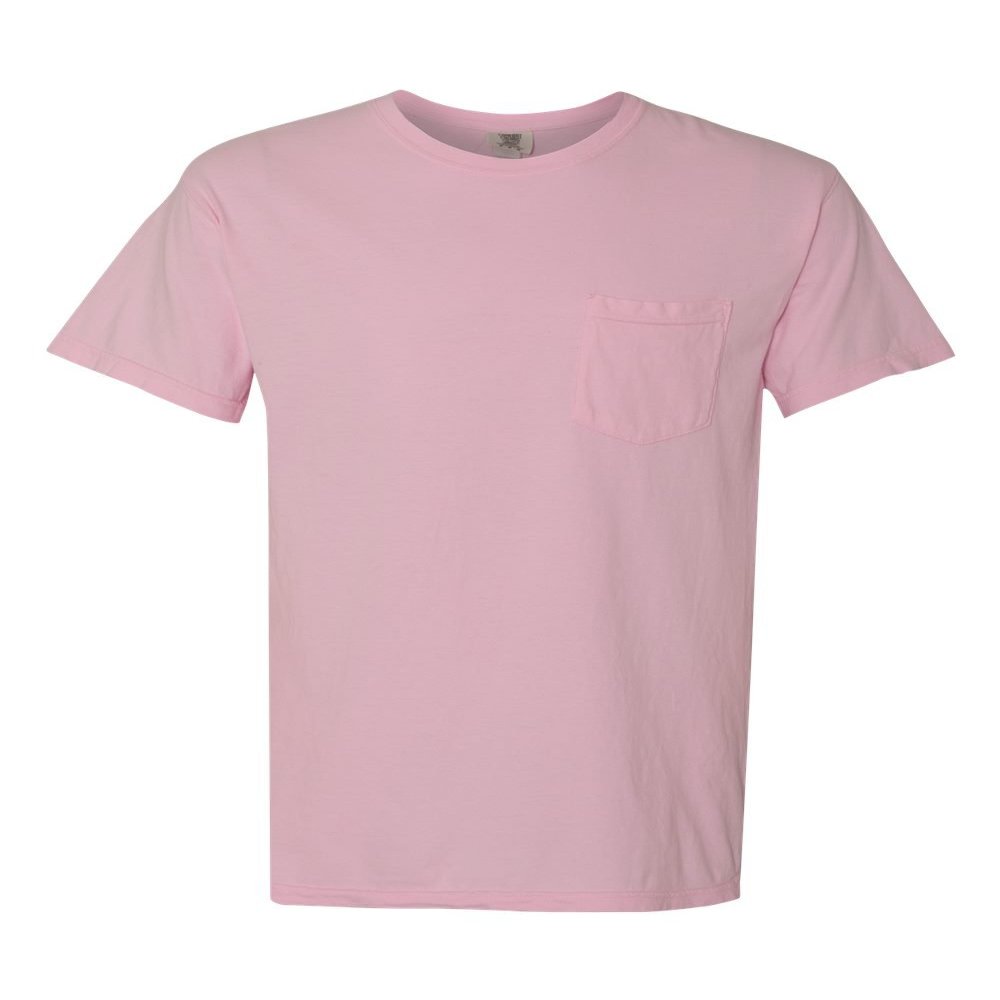 Comfort Colors Men's Adult Short Sleeve Pocket Tee, Style 6030 (Large, Light Blossom)