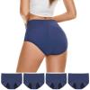 4 Pieces High Waist Leakproof Underwear For Women Plus Size Panties Leak Proof Lace High Waist Panties Dark Blue view 3