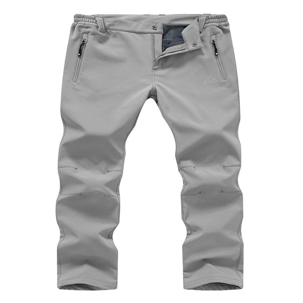 YSENTO Women's Fleece Lined Pants Winter Snow Ski Waterproof Insulated Softshell Hiking Mountain Pants Light Grey Size L