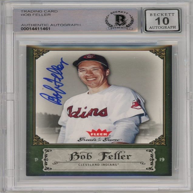 Bob Feller 2006 Fleer Greats of The Game Baseball Autograph Card #11 BAS 10