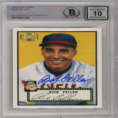 Bob Feller 2001 Topps Archives Baseball Autograph Card #88 BAS 10