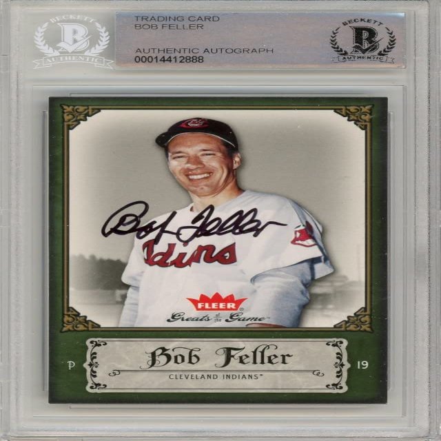 Bob Feller 2006 Fleer Greats of The Game Baseball Autograph Card #11 BAS (Black Ink)
