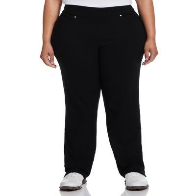 PGA Tour Women's Plus Pull-on Golf Pant with Tummy Control, Caviar, 4X-Large Plus