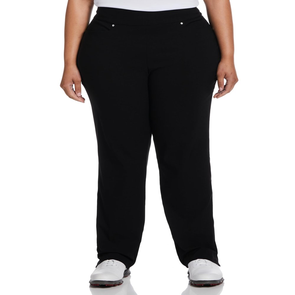 PGA Tour Women's Plus Pull-on Golf Pant with Tummy Control, Caviar, 4X-Large Plus