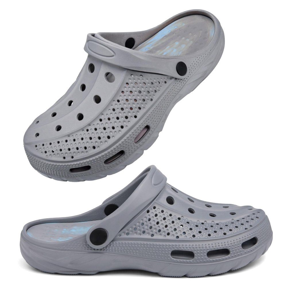 INMINPIN Women and Men Orthopedic Clogs Arch Support Garden Shoes Sandals Slippers with Plantar Fasciitis Feet Insoles,Grey/Camo,6-7 Women/4.5-5.5 Men
