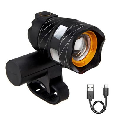 Ultra Bright USB Rechargeable Bike Front Light, Front LED Bicycle Indicator Light, Powerful Bicycle Front Flashlight Easy to Install, Rotating for Men, Women, Kids Road Mountain Cycling, Black