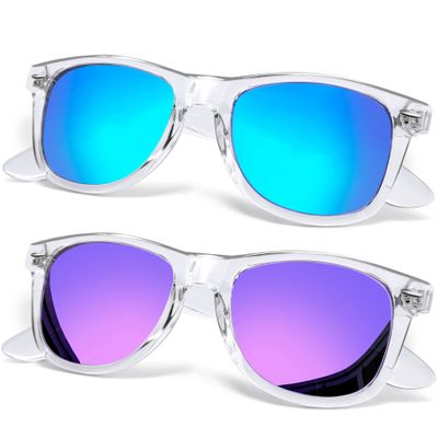 Joopin Square Sunglasses Trendy Sun Glasses Polarized UV400 Protection Mirrored Shades for Women Men (Blue + Purple)