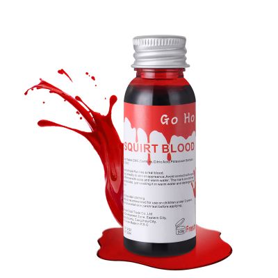 Go Ho Fake Blood Makeup(1 oz),Realistic Effects Fake Blood Washable for Scar Wound and Clothes,Easy Dry Flow Fake Blood for Eyes Drips Nose Bleeds,Halloween Blood for Cosplay SFX Zombie Vampire,Fresh