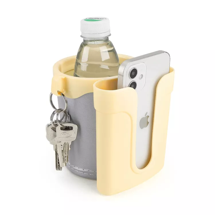 Accmor 3-in-1 Bike Cup Holder with Cell Phone Keys Holder, Bike Water Bottle Holders, Universal Bar Drink Cup Can Holder for Bicycles, Motorcycles, Scooters, Yellow Grey